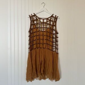 Free People Black Sequin Cage Shell Drop Waist Party Dress Size M